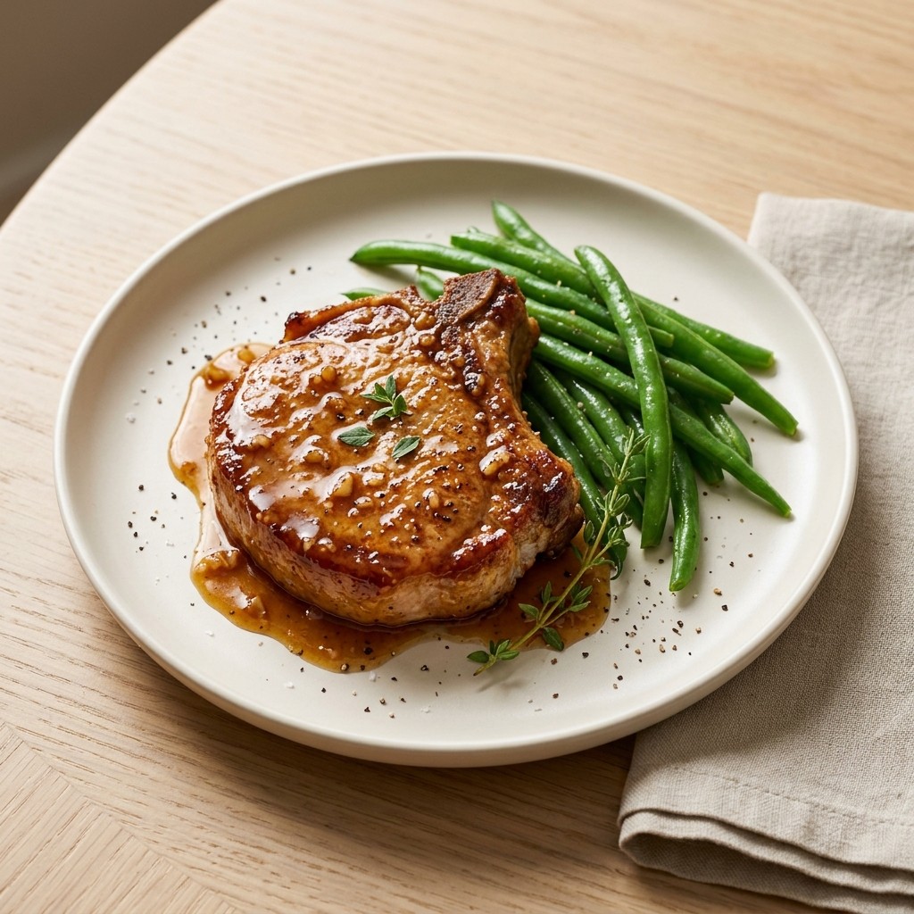 Generated food photo of Honey-Garlic Pork Chops with Green Beans