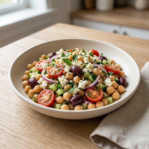 Generated food photo of Mediterranean Chickpea Salad with Feta