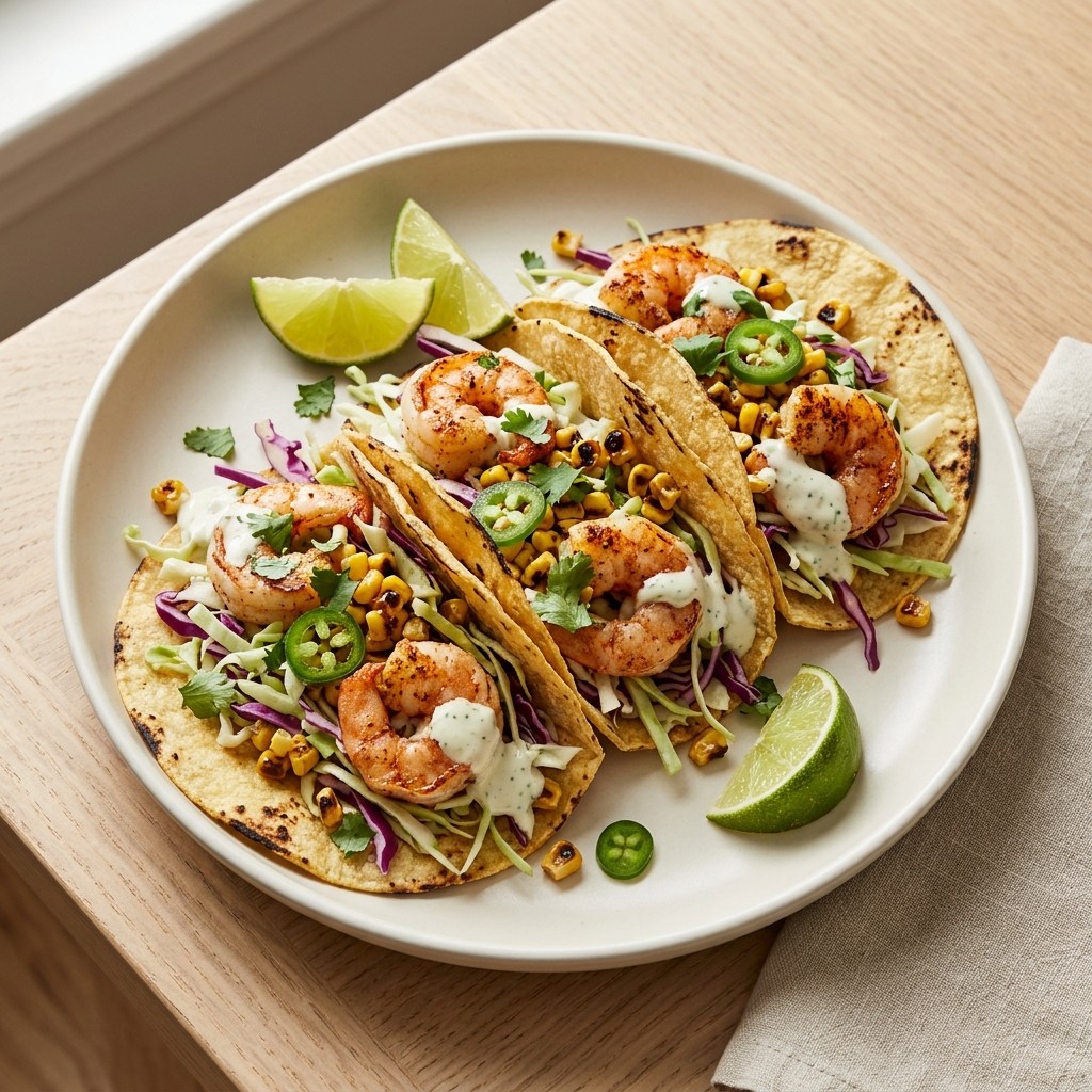 Generated food photo of Quick Shrimp Tacos with Cabbage Slaw