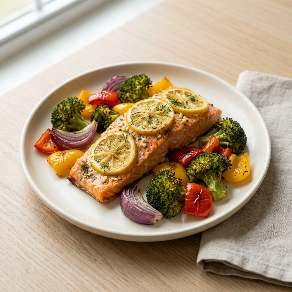 Generated food photo of Weeknight Sheet-Pan Salmon with Vegetables