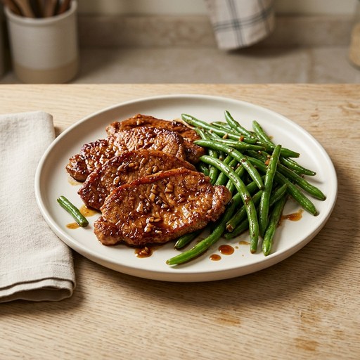 Generated food photo of Honey-Garlic Pork Chops with Green Beans