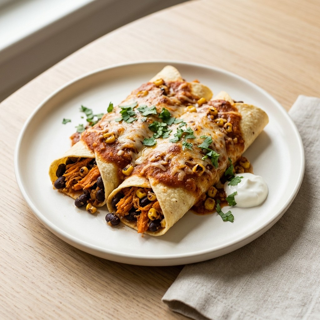 Generated food photo of Black Bean & Sweet Potato Enchiladas