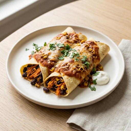 Generated food photo of Black Bean & Sweet Potato Enchiladas