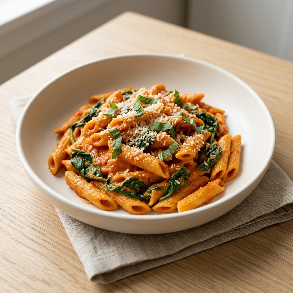 Generated food photo of Creamy Tomato Pasta with Spinach