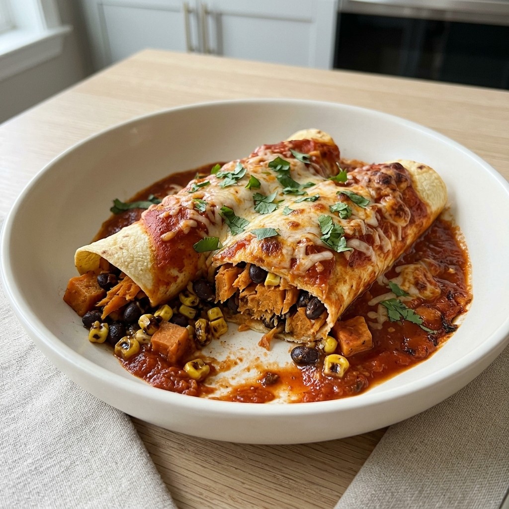Generated food photo of Black Bean Sweet Potato Enchiladas